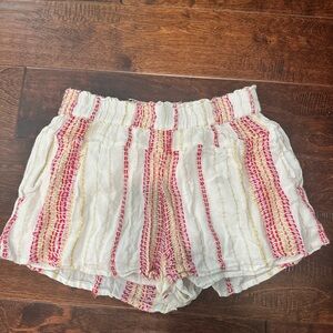 l*space White Shorts with Pink and Gold Stripes